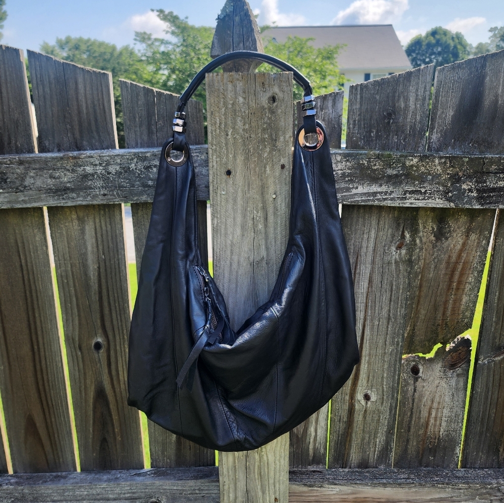 OrYany Leather Y2K Hobo Shoulder Slouchy Satchel Zip Pocket Bag Purse in Black - Picture 4 of 17